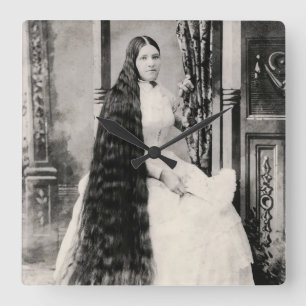 Victorian Woman with Long Hair Square Wall Clock