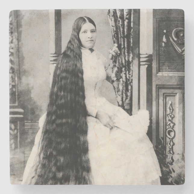 Victorian Woman with Long Hair Stone Coaster (Front)