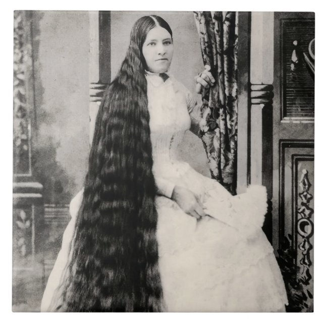 Victorian Woman with Long Hair Tile (Front)
