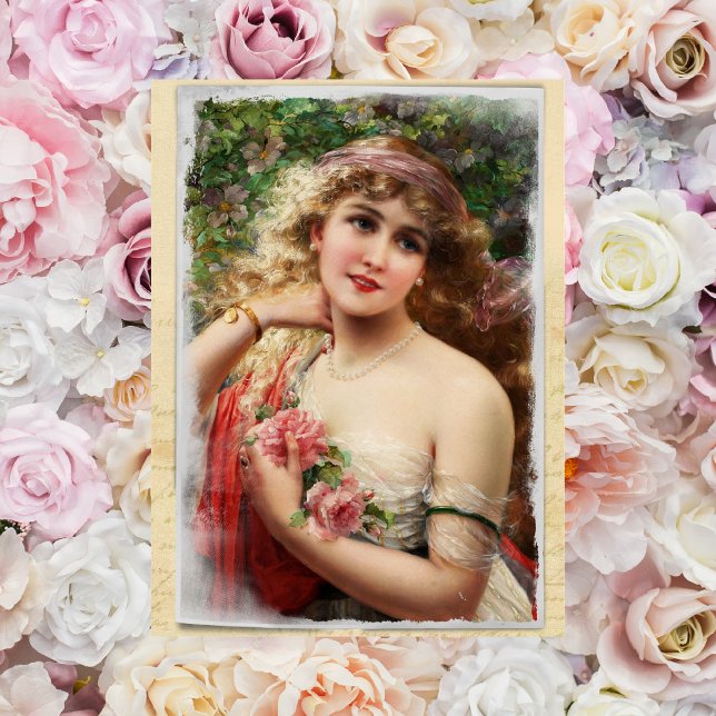 Victorian Woman with Pink Roses Postcard (Creator Uploaded)