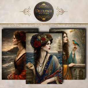 Victorian Women Collection Decoupage Wrapping Paper Sheet