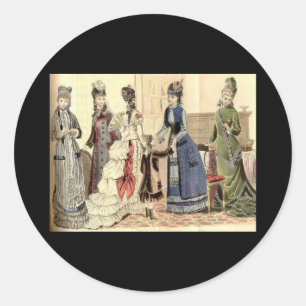 Victorian Women Fashion Classic Round Sticker