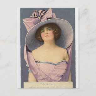 Victorian women in purple dress postcard