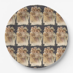 Victorian Women Vintage Christmas Paper Plates