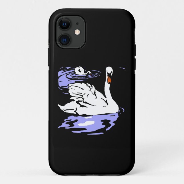 Victorian Wood Cut White Swans Swiming Case-Mate iPhone Case (Back)