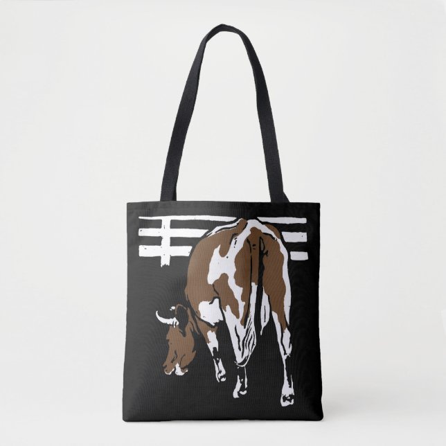 Victorian Woodcut Cow on Bag (Front)