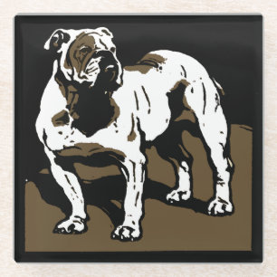 Victorian Woodcut Farm Animal Bulldog Glass Coaster