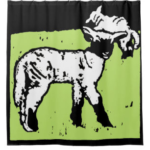 Victorian Woodcut Farm Animal Lambs Shower Curtain