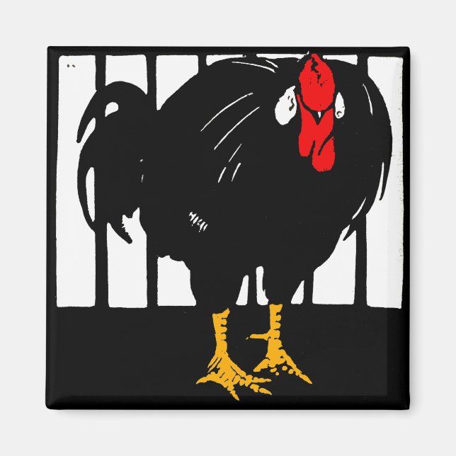Victorian Woodcut Farm Animal Magnets Rooster (Front)