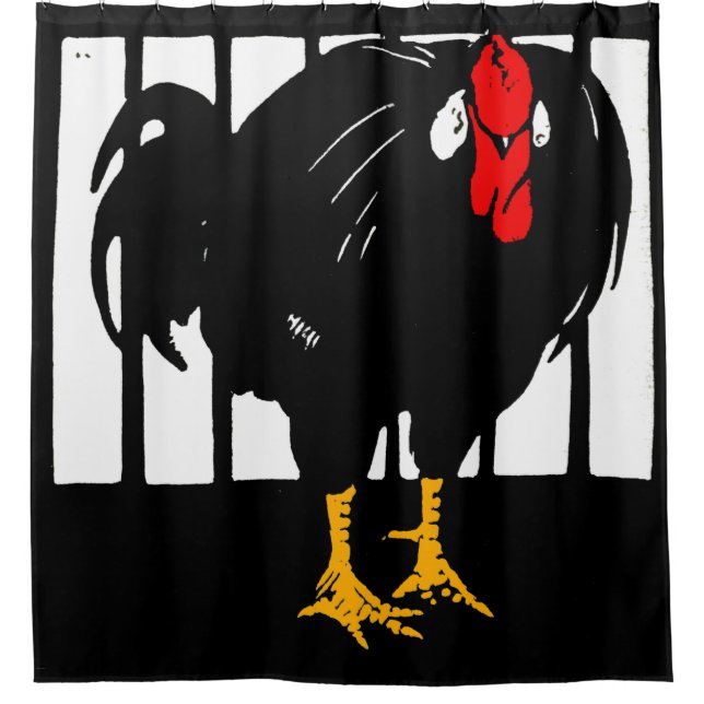 Victorian Woodcut Farm Animal Rooster Shower Curtain (Front)