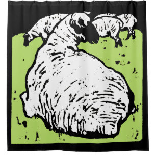 Victorian Woodcut Farm Animal Sheep Shower Curtain