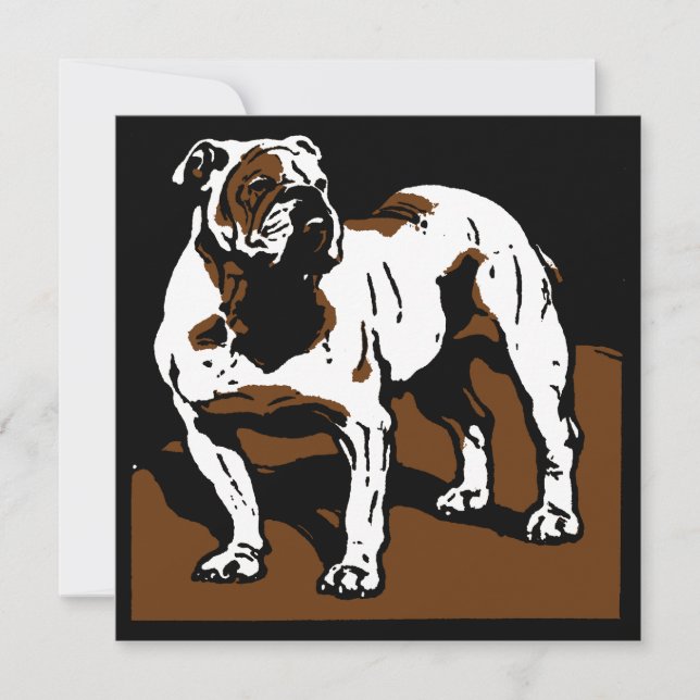 Victorian Woodcut Farm Animals English Bulldog Announcement (Front)