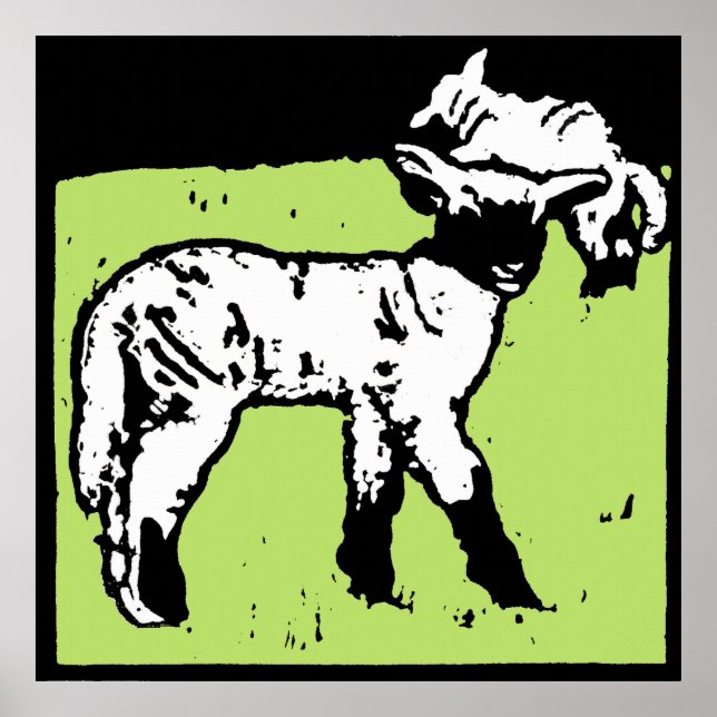 Victorian Woodcut Farm Animals Lambs Poster (Front)