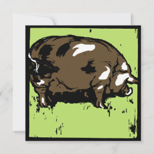 Victorian Woodcut Farm Animals Pigs Announcement