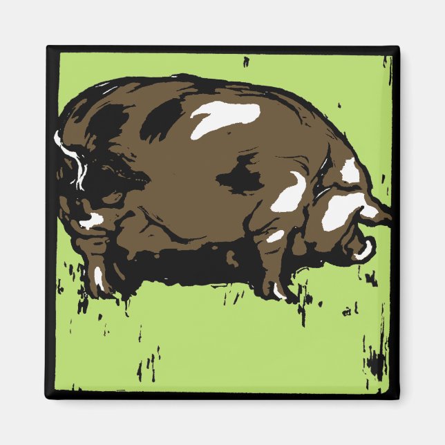 Victorian Woodcut Farm Animals Pigs Magnet (Front)