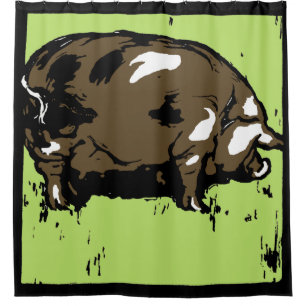 Victorian Woodcut Farm Animals Pigs Shower Curtain