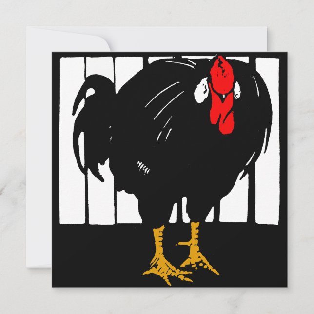 Victorian Woodcut Farm Animals Rooster Announcement (Front)