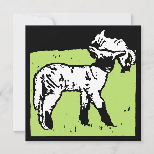 Victorian Woodcut Farm Animals Sheep and Lambs Announcement (Front)