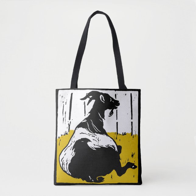 Victorian Woodcut Goat on Bag (Front)