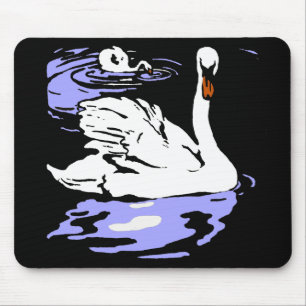 Victorian Woodcut Swans Mousepad