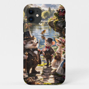 Victorian woodland animals, Secret Garden dapper p iPhone 11 Case