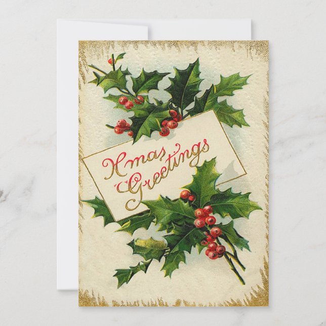 Victorian XMas Greetings Flat Christmas Card (Front)