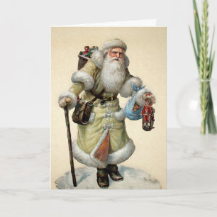 Victorian Yellow Suit Santa Holiday Card