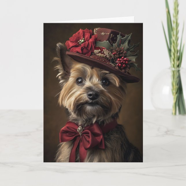 Victorian Yorkie Christmas Holiday Card (Front)