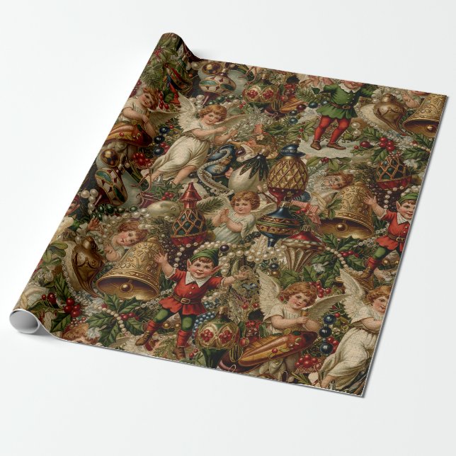 Victorian Yuletide Abundance Wrapping Paper (Unrolled)