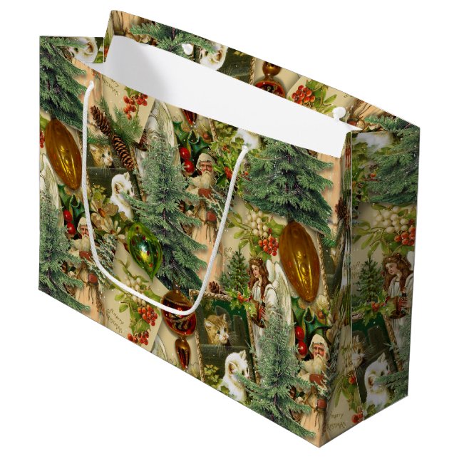 Victorian Yuletide Splendor Large Gift Bag (Front Angled)
