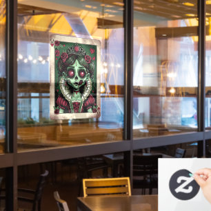 Victorian Zombie Queen of Hearts Window Cling