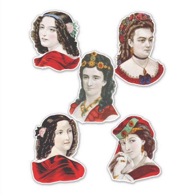 Victorians Ladies In Red Vintage Art (Front)