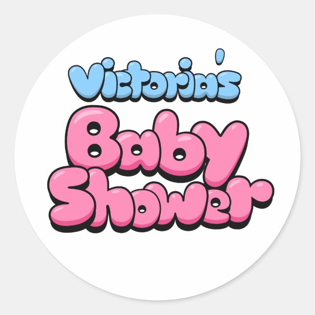 Victoria's Baby Shower Classic Round Sticker (Front)