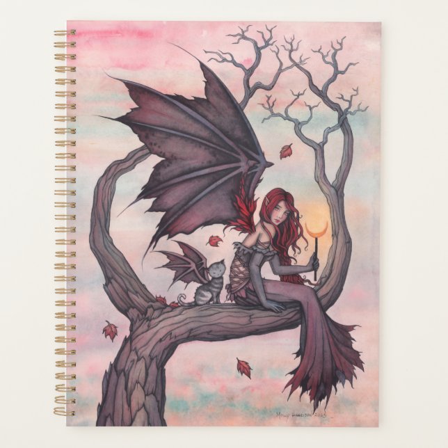 Victoria's Tree Gothic Fairy with Cat Fantasy Art Planner (Front)
