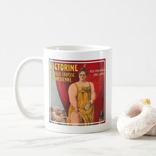 Victorine, The Beautiful Parisian Large Woman Coffee Mug (With Donut)