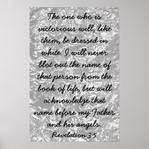 Victorious bible verse Revelations 3:5 Poster