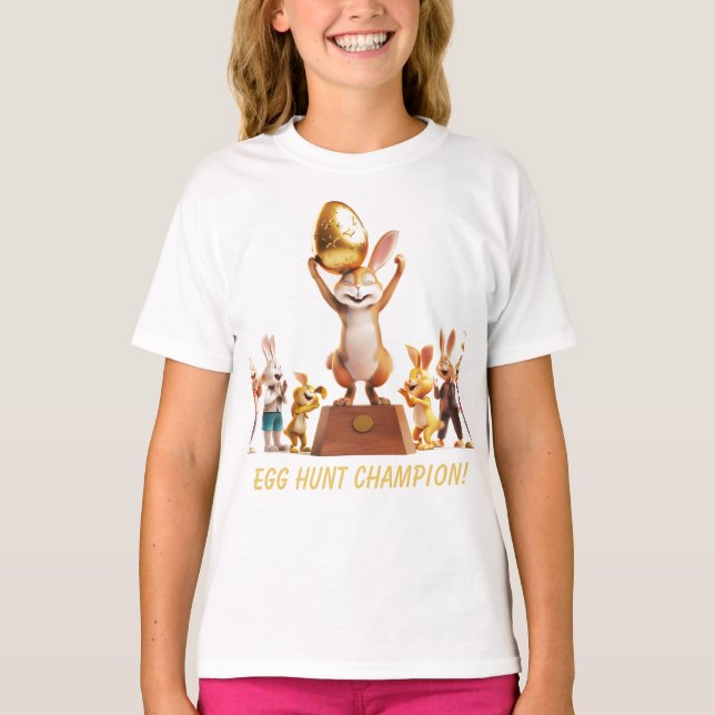 Victorious Bunny Egg Hunt Champion T-Shirt (Front)