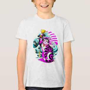 Victorious Maneki-neko - Japanese Good Luck Cat Tri-Blend Shirt