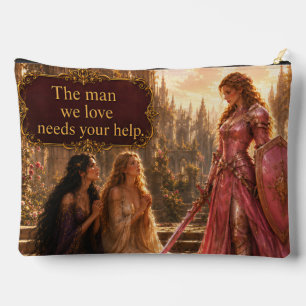 Victorious Pink Armoured Female Knight Fantasy Accessory Pouch