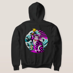 Victorious Wave Cat - Japanese Gamer Gift Hoodie