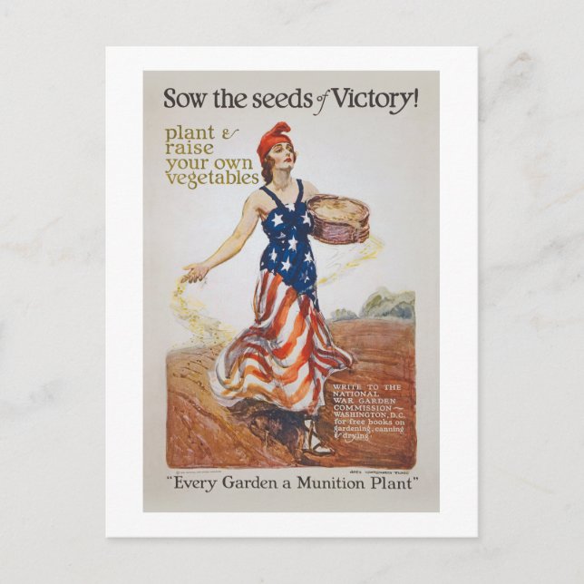 Victory Garden Liberty Sow Seeds WWI Propaganda Postcard (Front)