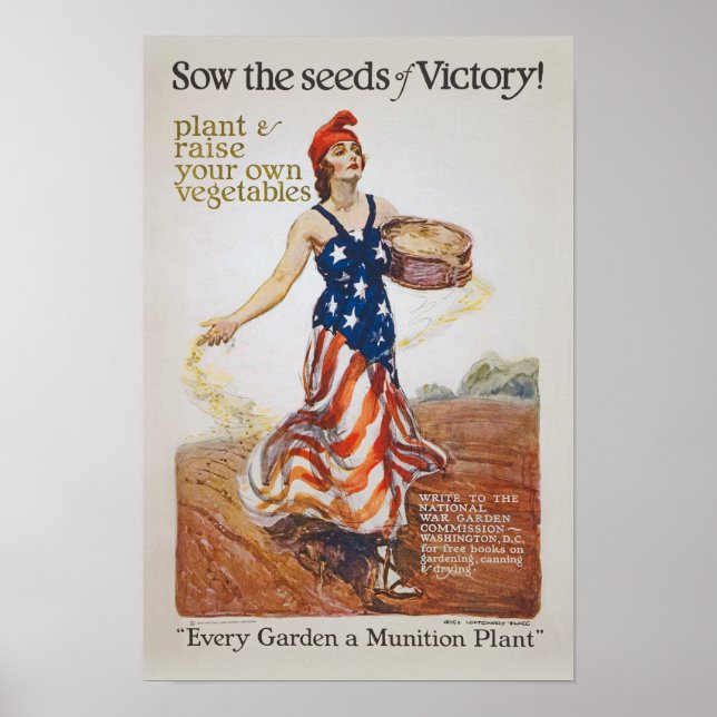Victory Garden Liberty Sow Seeds WWI Propaganda Poster (Front)