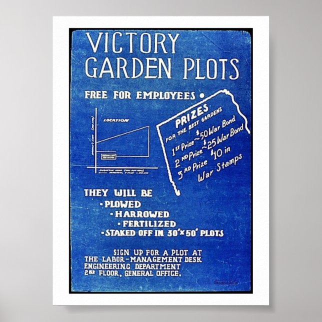 Victory Garden Plots, Free For Employees Poster (Front)