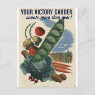 Victory garden poster, World War 2 1945 Postcard