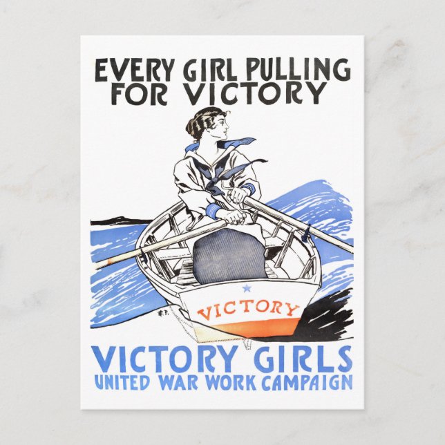 Victory Girls Vintage Wartime Postcard (Front)