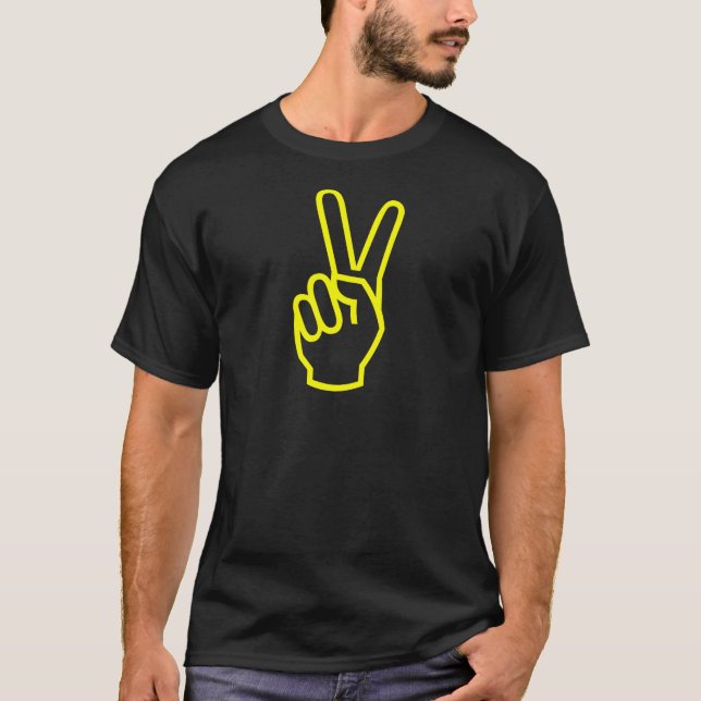 Victory Peace Sign (Neon Yellow) T-Shirt (Front)