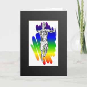 Victory Runner Rainbow Greetings Card
