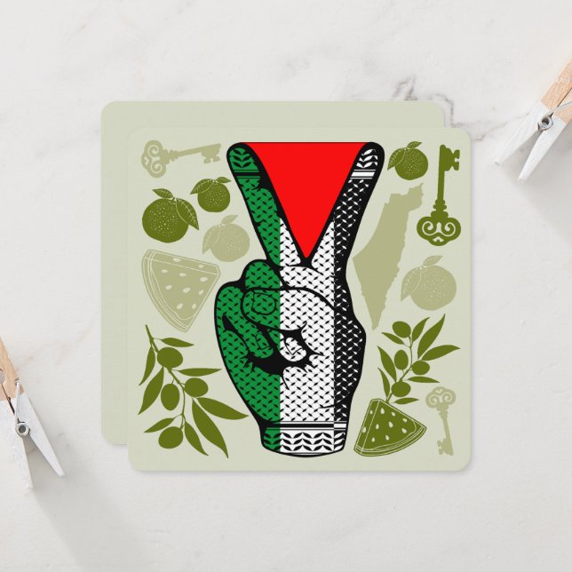 Victory Sign Hand Resistance Red Triangle Symbol (Front/Back In Situ)