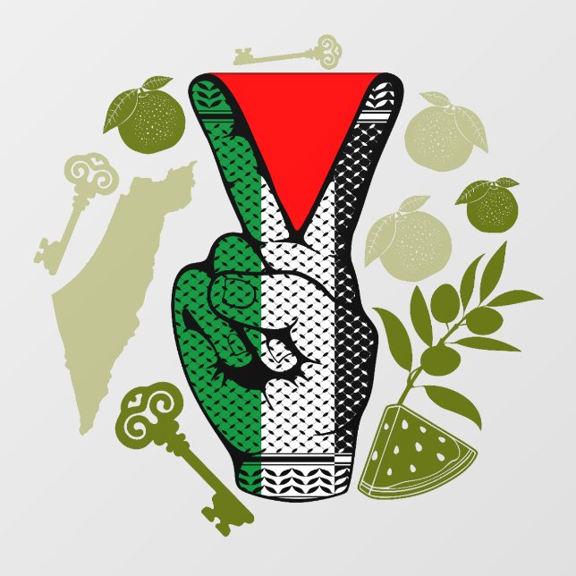 Victory Sign Hand Resistance Red Triangle Symbol (Sheet)