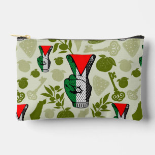 Victory Sign Hand Resistance Red Triangle Symbol Accessory Pouch